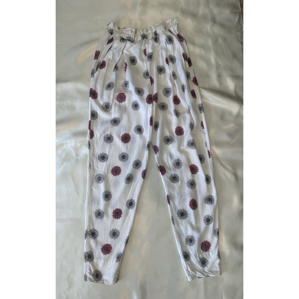 Forenza Vintage Pull On Pants Womens Small Elastic Waist White Rayon Mandala
